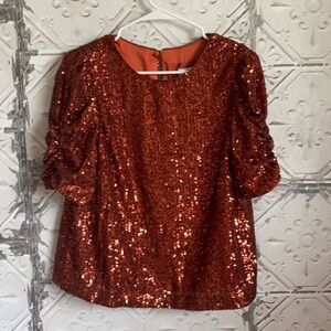 Anthropologie Sequin Rust Blouse